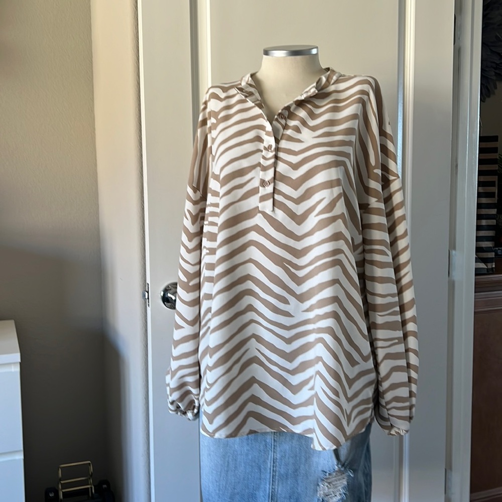 Tan zebra blouse by Alfani